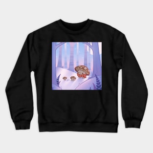 Mushrooms in a winter forest Crewneck Sweatshirt